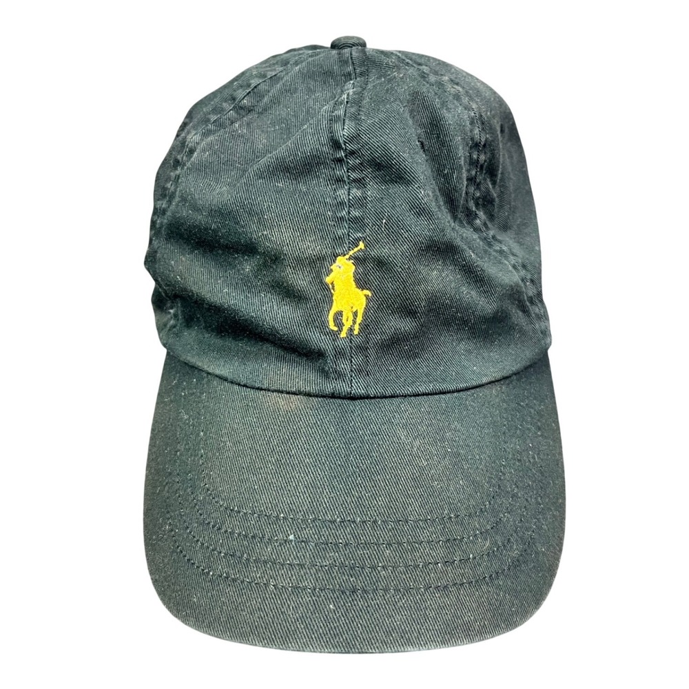 Polo Ralph Lauren Mens Navy Cotton Chino Baseball Cap Yellow Pony Logo Hat OS